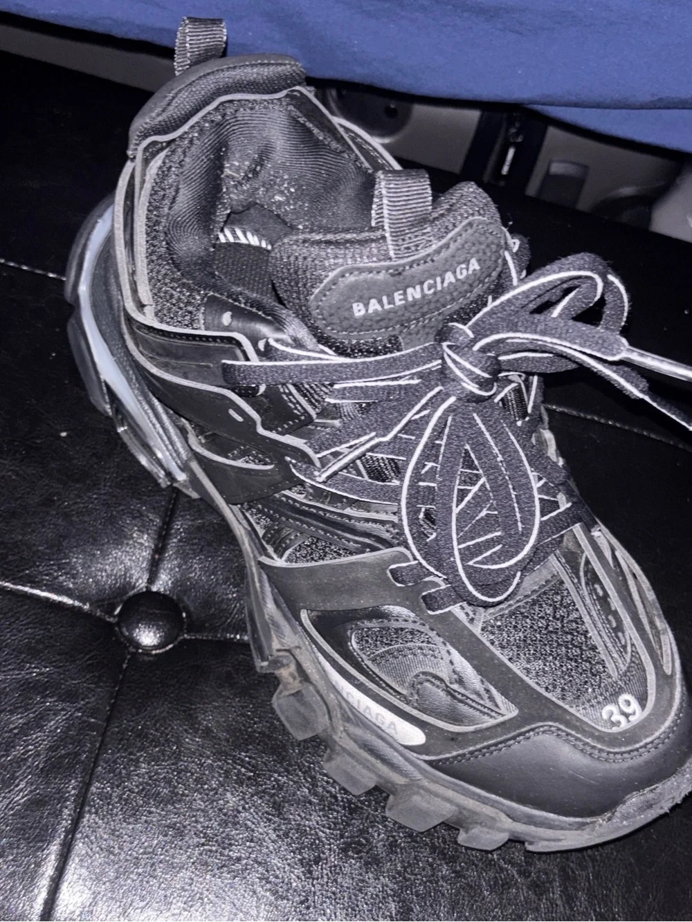 Balenciaga Black Men's Chunky Tread Sole Sneakers